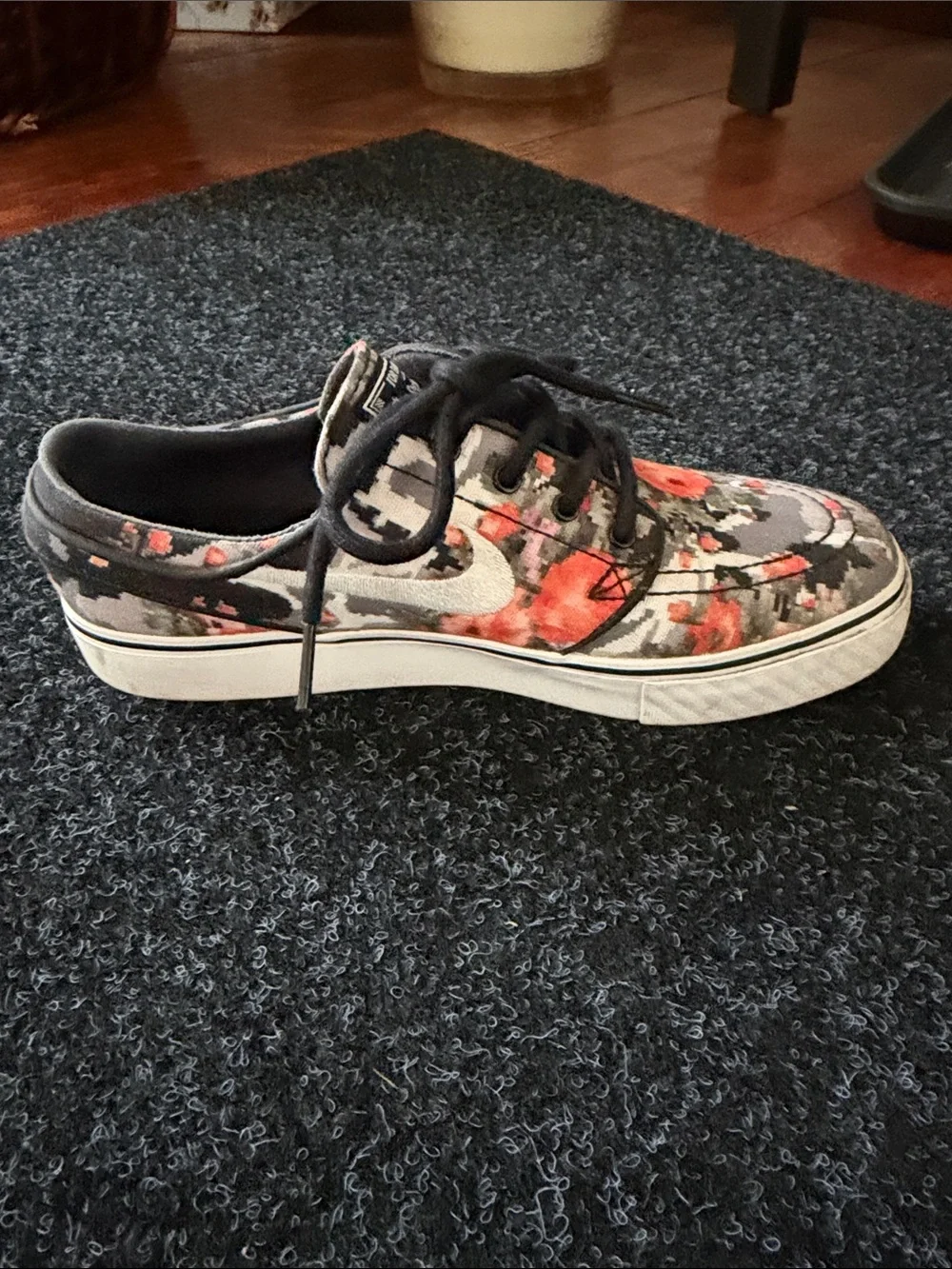 Nike Stefan Janoski Digi Floral Canvas Sneakers - Black & Orange